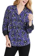 Women's Foxcroft Rhonda Holiday Floral Shirt - Purple