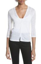 Women's Majestic Filatures Knit Linen Cardigan - White