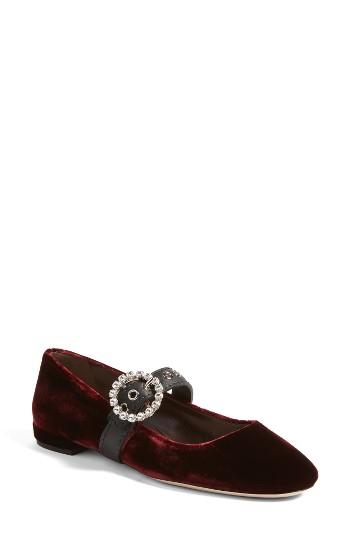 Women's Miu Miu Buckle Ballet Flat Us / 36eu - Burgundy