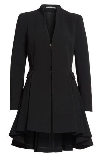 Women's Alice + Olivia High/low Waterfall Hem Coat - Black