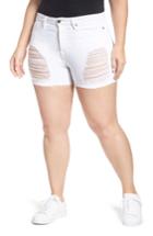 Women's Good American Destroyed Cutoff Denim Shorts - White