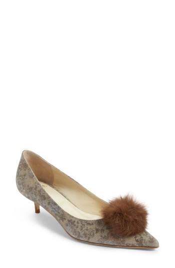Women's Butter Bianca Faux Fur Pom Pump M - Beige