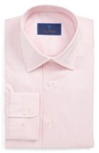 Men's David Donahue Regular Fit Stripe Dress Shirt - 32/33 - Pink