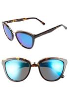 Women's Diff Rose 55mm Polarized Mirrored Sunglasses - Tortoise/ Blue