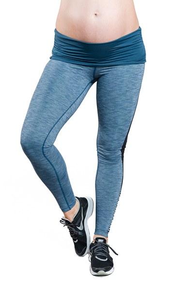 Women's Cozy Orange 'juno' Mesh Panel Maternity Leggings - Blue