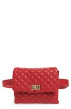 Mali + Lili Quilted Vegan Leather Belt Bag - Red