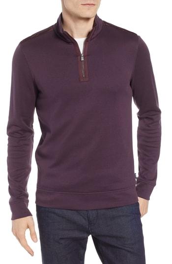 Men's Boss Sidney Regular Fit Quarter Zip Pullover - Purple