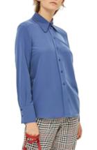 Women's Topshop '70s Collar Shirt Us (fits Like 0) - Blue