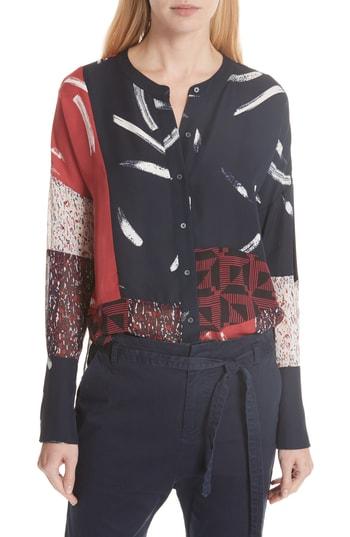 Women's Joie Brunonia Patchwork Blouse - Blue