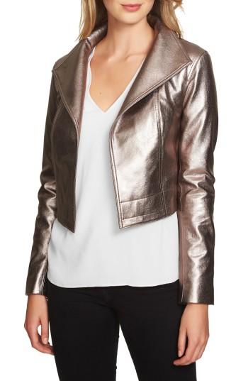 Women's 1.state Crop Faux Leather Jacket - Metallic