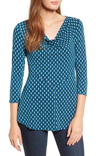 Women's Chaus Drape Neck Top - Blue/green