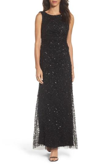 Women's Adrianna Papell Drape Back Gown - Black