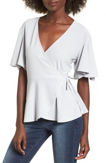 Women's Leith Flounce Sleeve Faux Wrap Top - Blue