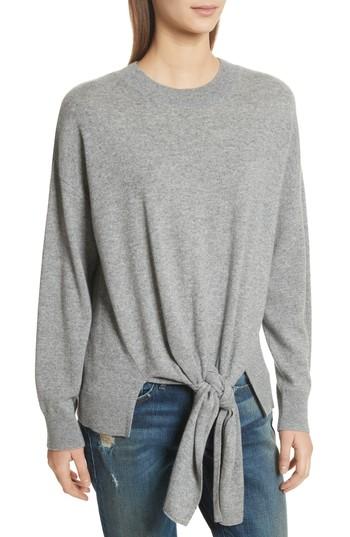 Women's Frame Knot Front Wool & Cashmere Sweater - Grey