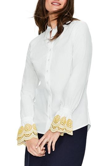 Women's Boden Eyelet Cuff Shirt - White