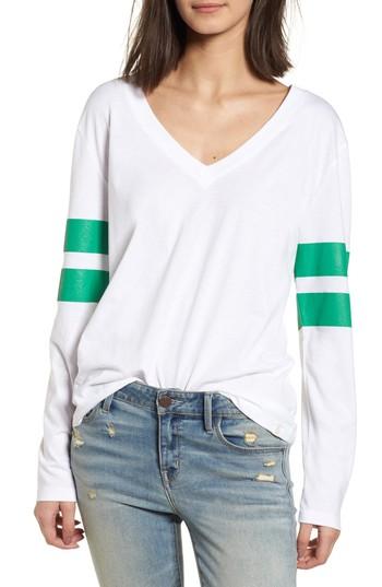 Women's Treasure & Bond Varsity Stripe Tee, Size - White