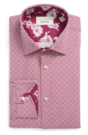Men's Ted Baker London Endurance Trim Fit Dress Shirt 32/33 - Pink