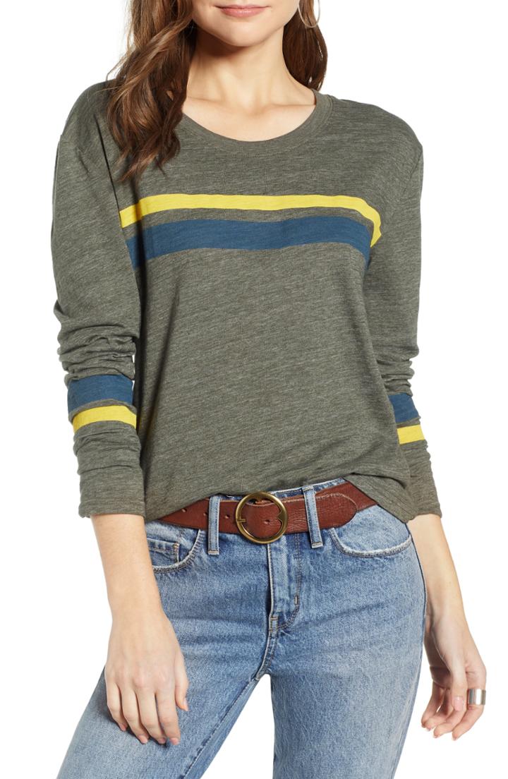Women's Treasure & Bond Varsity Stripe Knit Top - Green