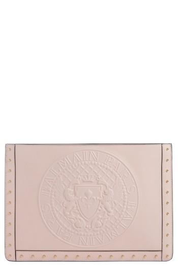 Balmian Mini Domaine Embossed Coin Calfskin Bag - Pink