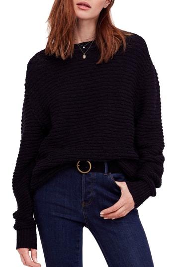 Women's Free People Menace Solid Tunic Sweater - Black