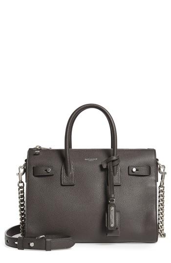 Saint Laurent Baby Sac De Jour Calfskin Tote - Grey