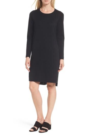 Women's Eileen Fisher Merino Wool Sweater Dress, Size - Black