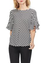 Women's Vince Camuto Chevron Stripe Ruffle Sleeve Top, Size - Black