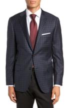 Men's Hickey Freeman Classic Fit Plaid Wool Sport Coat L - Blue