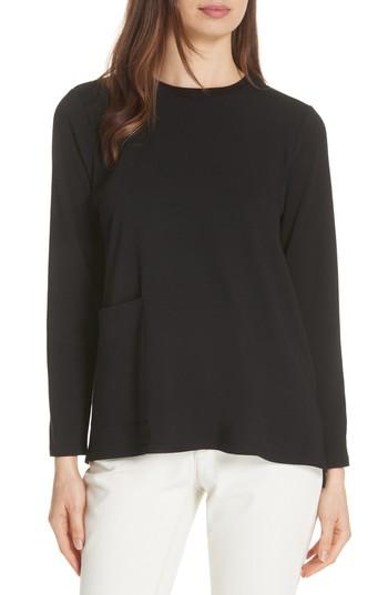 Women's Eileen Fisher Knit Pocket Top - Black