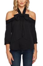 Women's Vince Camuto Gathered Detail Cape Blouse - Black