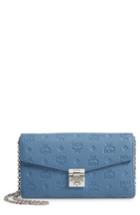 Women's Mcm Millie Medium Calfskin Leather Wallet On A Chain - Blue