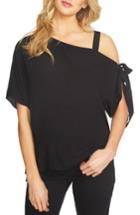 Women's 1.state One-shoulder Tie Sleeve Blouse - Black