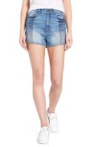 Women's Bp. Two Block Washed High Waist Denim Shorts - Blue
