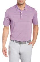 Men's Vineyard Vines Kennedy Stripe Golf Polo, Size - Pink