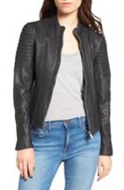 Women's Goosecraft Quilted Sleeve Leather Jacket - Black