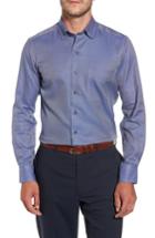 Men's David Donahue Print Fit Sport Shirt, Size Large - Blue