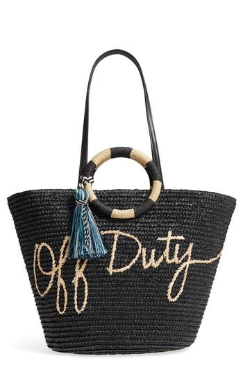 Rebecca Minkoff Off Duty Woven Straw Tote - Black