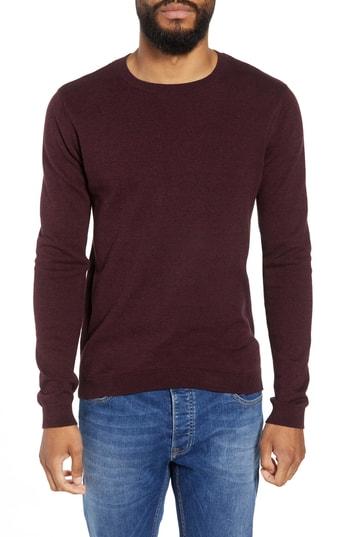 Men's Topman Twist Side Rib Crewneck Sweater - Burgundy