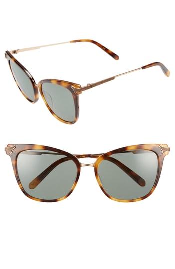 Women's Shwood Arlene 56mm Polarized Cat Eye Sunglasses - Tortoise/gold/ Green