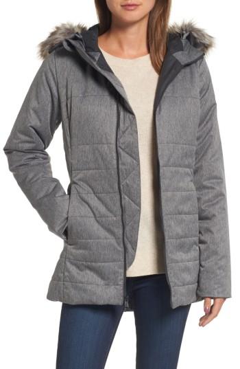 Women's The North Face Harway Heatseeker(tm) Water-resistant Jacket With Faux Fur Trim - Blue