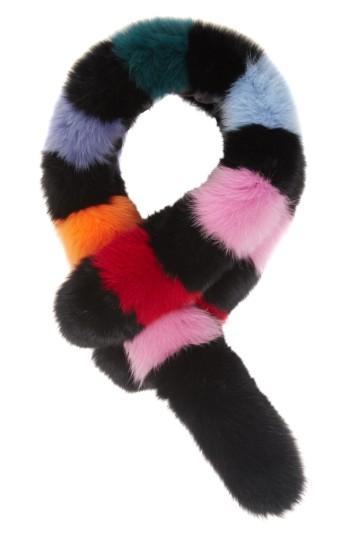 Women's Charlotte Simone Popsicle Genuine Fox Fur Scarf, Size - Black