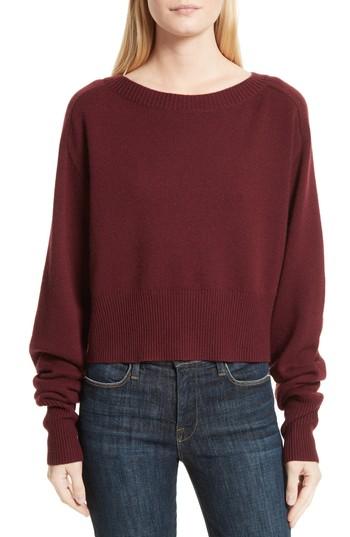 Women's Theory Boat Neck Cashmere Sweater - Burgundy
