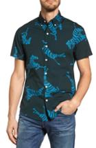 Men's Bonobos Slim Fit Zebra Sport Shirt, Size R - Blue