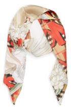 Women's Burberry Floral Text Archive Silk Skinny Scarf