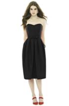 Women's Alfred Sung Strapless Peau De Soie Midi Dress With Bow Belt - Black