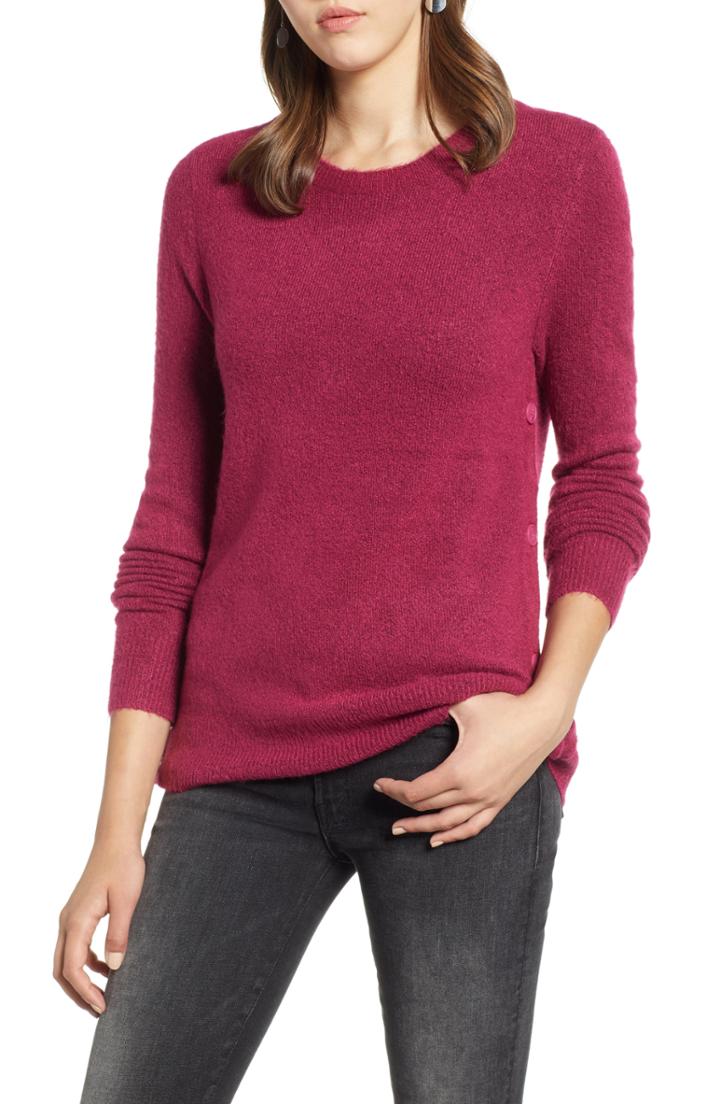 Women's Halogen Side Button Sweater - Blue