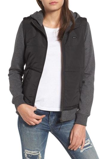 Women's Rvca Eternal Mixed Media Hoodie - Black