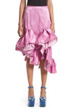 Women's Marques'almeida Asymmetrical Ruffle Taffeta Skirt Us / 10 Uk - Pink