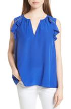 Women's Kate Spade New York Ruffle Shoulder Silk Top - Blue