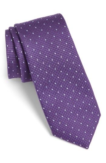 Men's Calibrate Dot Cotton & Silk Tie, Size - Purple